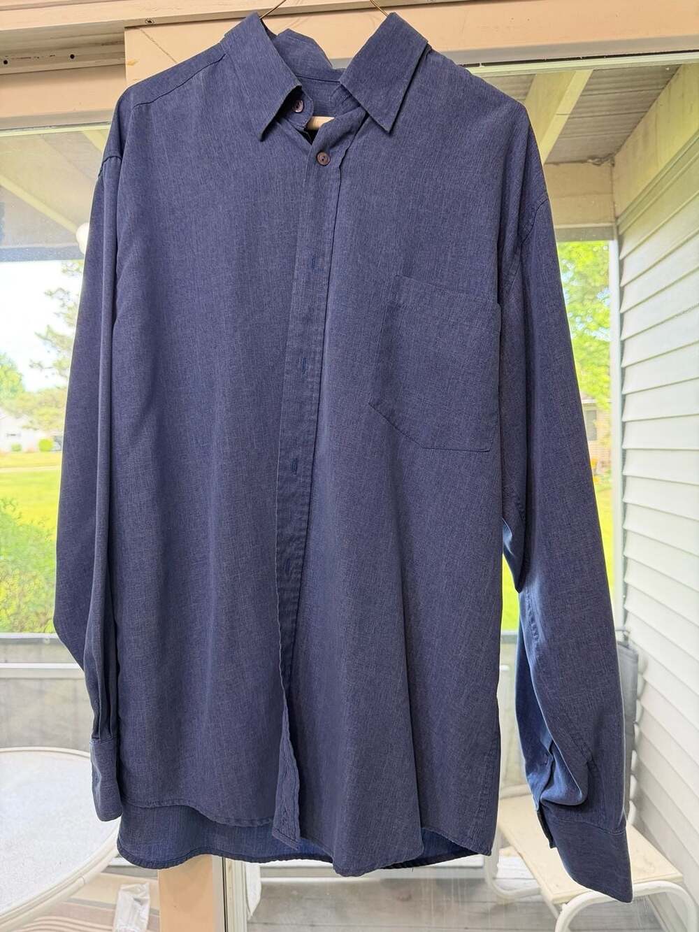 Bugatchi Uomo Men's Long Sleeve Button Down Shirt Blue Size L